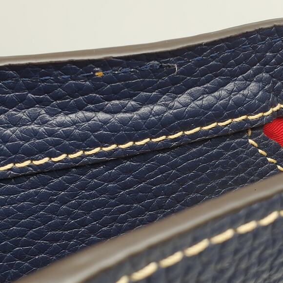 Dooney Bourke Blue Pebbled Leather Tote Shoulder Bag Red Lining Dust Cover Purse - Picture 5 of 12